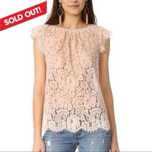 JOIE Marella Metallic Foil With Lace Blouse